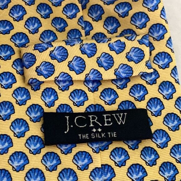 J.Crew The Silk Tie Mens Yellow Blue Shell Classic Tie - Picture 3 of 8